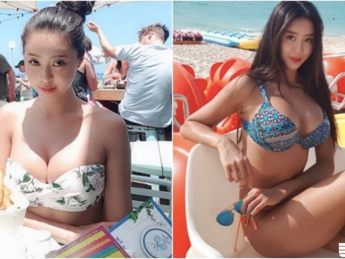 太兇啦！發育超好「肉肉大奶妹」！比基尼擋不住的「巨胸翹臀」好逼人！