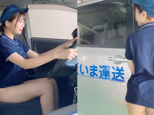 配達通知！宅配小妹「唯井まひろ」沒穿褲褲外送到家請簽收
