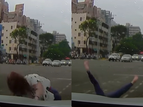 女騎士待轉「臨時反悔」遭撞飛四腳朝天 逆向行駛下場慘