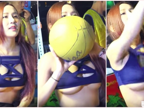 狂！三重星光夜市「震奶投籃妹」美乳都快彈出來！超兇悍「投籃畫面」沒有極限...