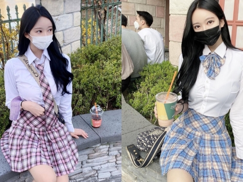 捕獲戴口罩的「性感制服正妹」，「撩人的九頭身曲線」好極品！