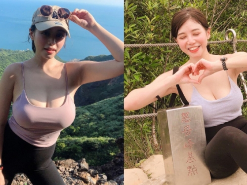 「巨乳登山妹」讓人想挑戰胸前兩座乳峰　網友：對登山有興趣了
