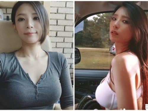 巨乳Hebe好讚啊！車內只穿「爆乳內衣」，轉過來的「渾圓兇器」太震撼！