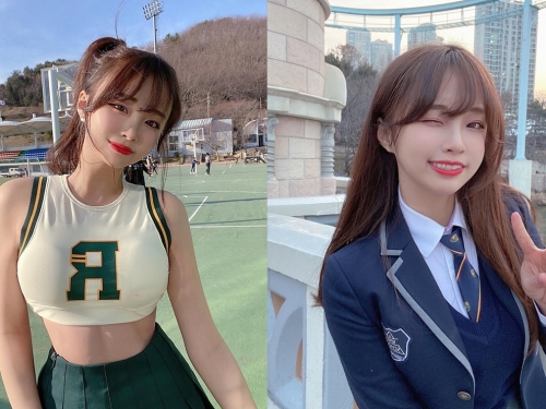 行走的發電機！韓國巨乳啦啦隊員「Coco」電暈全場　豐沛「雪白嫩乳」彈出甜美又性感