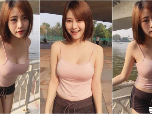 河邊散步驚見「熱褲爆奶妹」！甜美笑容＋「標緻身材」看了心裡熱到快融化啊！