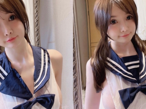 「白嫩學生妹」水手服設計太犯規！「側乳溢出」居然比衣服還要白！