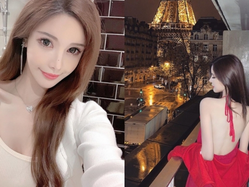 美艷正妹「zin真兒」鐵塔前露性感美背，「白皙背部線條」太養眼！