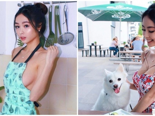 好噴血！辣妹在家「裸體挑逗」只給狗狗看，「大膽爆乳」網友都想當寵物了！