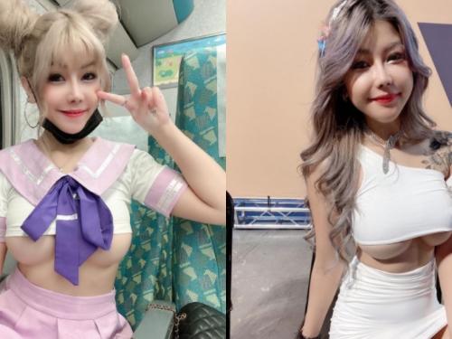 高鐵驚見「下乳露出」粉紅制服妹！張嘻嘻超火穿搭誰受得了，網友驚呼：給隔壁的福利？