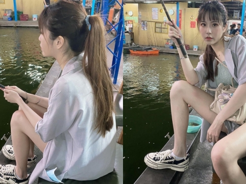 釣蝦場出沒馬尾正妹「李花fafa」是超搞怪美少女，用筆畫出「Ecup事業線」挑戰奶奶彈筆！