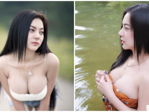 正妹下水「雪白美乳」份量好驚人！一彎腰「飽滿乳量」看了都快暈了！