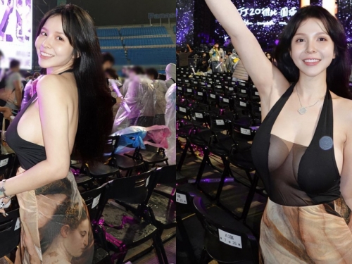 林俊傑演唱會驚見「H奶正妹」！香菱「透膚戰袍」讓豐滿雙乳大溢出！
