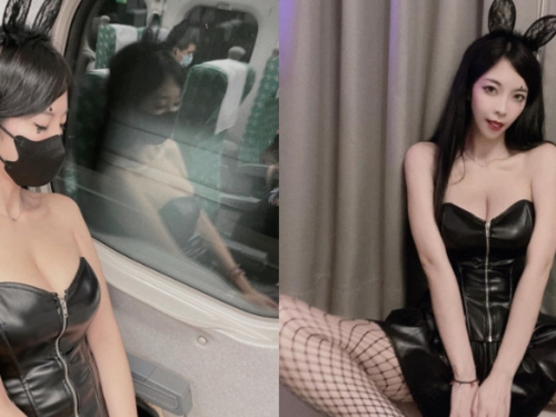 高鐵驚見爆乳兔女郎「羅莉Rolly」　睡到被偷拍都不知道