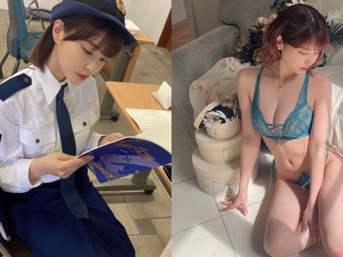 超甜美女警藏「G罩杯豪乳」，制服下超兇猛肉體原來是極品寫真女星「岸明日香」！
