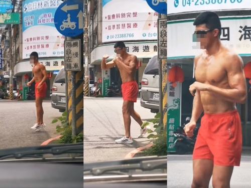 短褲猛男正中午路邊「脫衣拳擊」 女性看了嗨翻：比我大