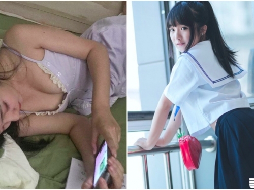 男友視角太幸福！「清純學生妹」穿睡衣側躺！「白嫩美奶」兩球溢出來！