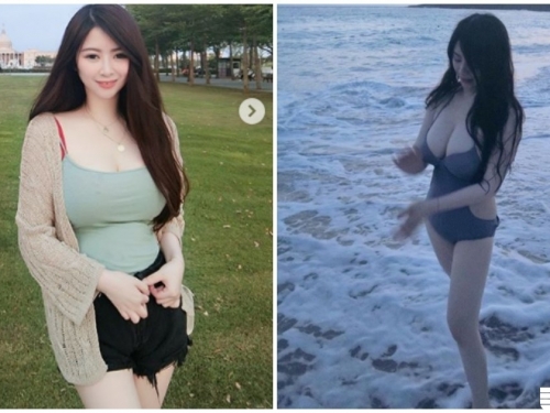 沙灘上驚見「超巨乳車頭燈」！火辣「核彈美乳」讓遊客都看呆了！
