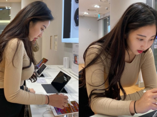 APPLE專賣店驚見「巨乳姐姐」試用產品　腰一彎害隔壁男顧客也彎腰