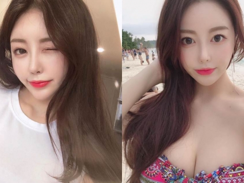高顏值正妹「海邊低胸視角」，水嫩美乳讓遊客都暈了！