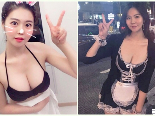 好胸！飲料店捕捉「黑衣奶妹」爆乳女僕太犯規！豪大大的「銷魂乳量」畫面逼死人…