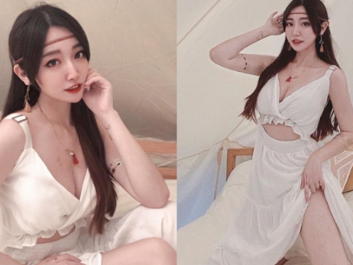 氣質正妹「優格」裙底白肉超稚嫩，邪惡一撩「神秘三角」都快失守！