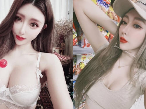 火辣正妹「唐琦琦」穿超短上衣逛超市，「性感線條」辣到太誘惑！