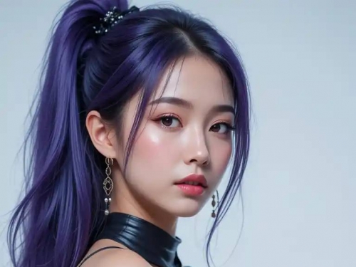 Purple-haired girl