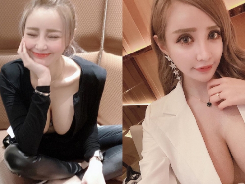 一個ω的形狀！巨乳甜心「元欣」一彎腰豐滿美乳因地心引力形成隧道