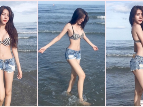 真養眼！「沙灘白嫩正妹」美體好誘人！超性感螞蟻腰讓人血脈噴張…