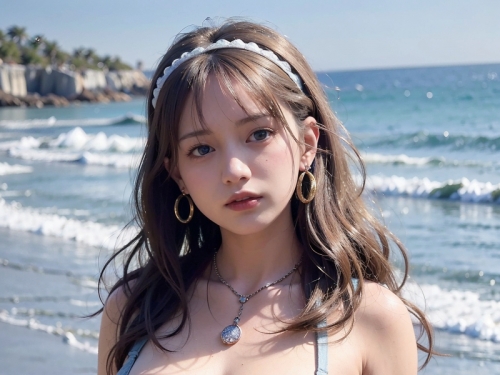 AI生成美女~LUKE LEE-Girl in the beach road