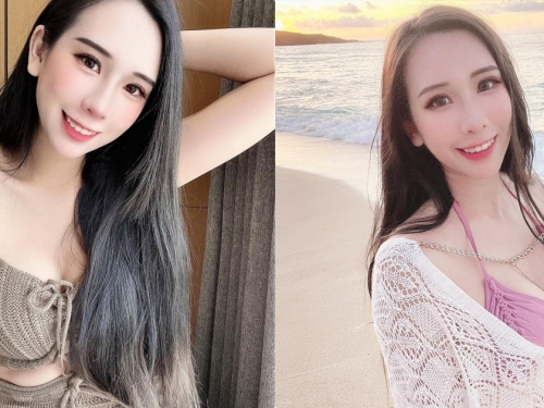 黃昏賞景的超美主持人「佳蓉」，「性感的比基尼造型」好撩人！