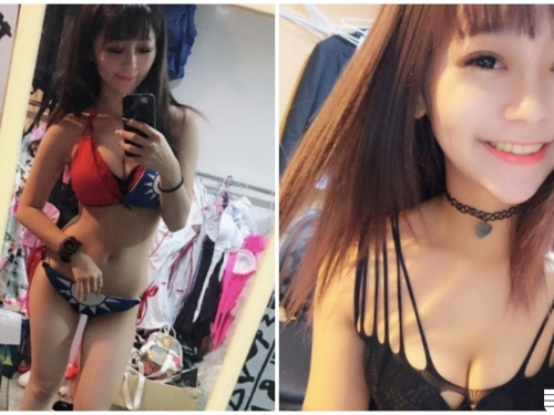 爆乳正妹國旗裝超深V，「比基尼養眼曲線」太讓人瘋狂！