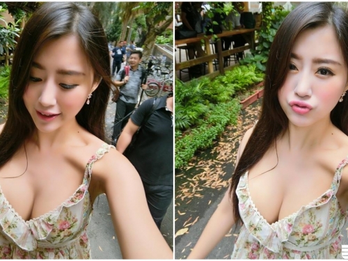 高雄「洋裝爆奶妹」出遊照好猛！由上往下的「男友視角」讓人瘋狂戀愛啊...