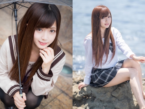清純制服櫻花妹「寧々*nene」水手服+雙馬尾組合太OP　柔滑肌膚讓人超想舔