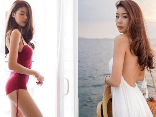 正妹穿飄逸洋裝「美背大膽露出」，側面S曲線好有女人味！