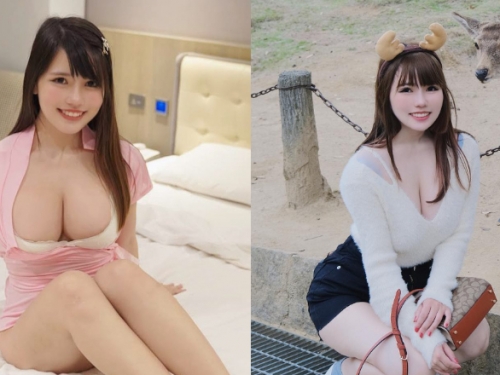 超巨「正妹補習班老師」奈良餵鹿　胸部快要蹦出來了！