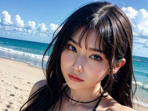 A nudist beach with a beautiful actress face!!!