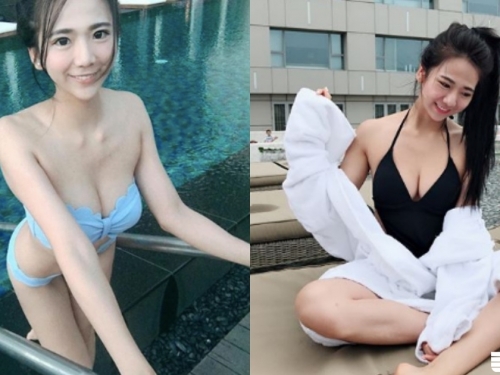 這事業線太猛啦！長腿正妹「jasmine」穿上比基尼，胸前事業線賽腿長！