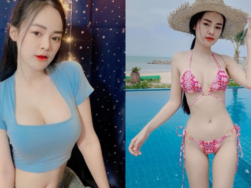 好火辣的「蠻腰比基尼妹」！臉蛋清純曲線性感，該編肉肉好白嫩！