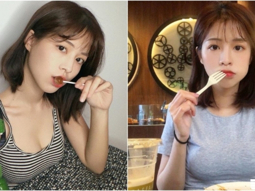 妹子進食好呆萌！「短髮正妹」深藏不露，每次拍照都有亮點～