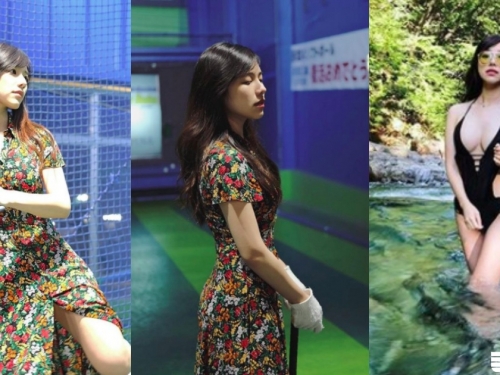 打擊場驚見「巨奶少女」！顏值太高「乳香四溢」，路人傻住都要揮錯棒子啦！