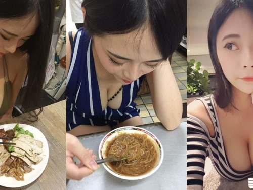 宵夜場驚見妹子「奶夾背包鍊」用餐！吃什麼都帶奶奶「還整個放桌上」畫面讓人凍未條！
