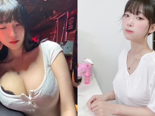 「清純大奶妹」天使臉蛋魔鬼身材！在家只穿T恤不穿內衣，堅挺形狀跑出來啦！