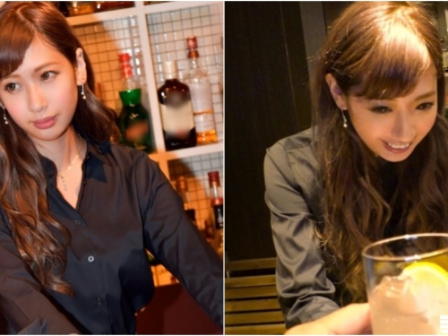 成功上壘！20歲「美乳正妹酒保」太會玩！趁店裡沒人就玩起了三人行啊！