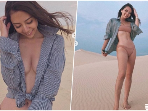 熱情日本妹「沙漠大膽解放美乳」，裡面沒穿直接「中路大開」！
