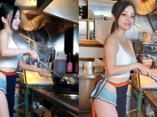 熱炒店「爆乳廚娘」超短熱褲露蜜桃　網友：每一道菜都加辣了