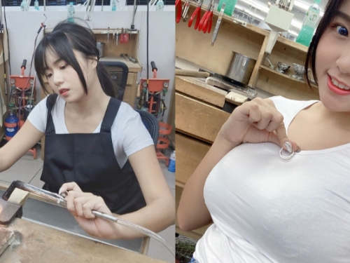 「正妹工匠」甜美氣質讓人戀愛　圍裙一脫更直接成為巨乳展示架