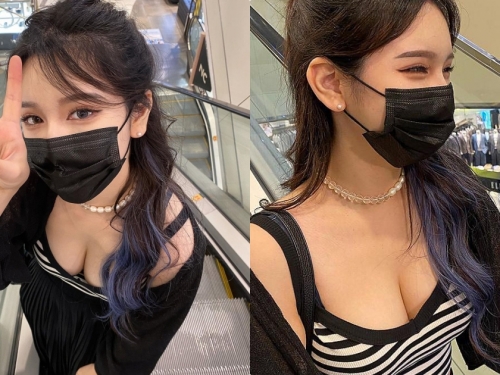 搭電梯後面是「超辣爆乳妹子」，俯視視角：深溝太養眼！