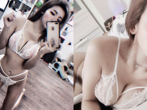「網拍巨乳老闆娘」親自示範！白色性感內衣下面怎麼黑黑der！網友看了都說讚～