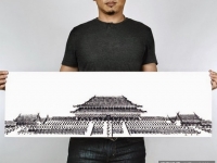 藝術家用輪胎作畫，直接嚕過去就好了